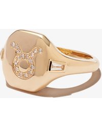 SHAY - 18k Yellow Taurus Diamond Signet Ring - Women's - Diamond/18kt Yellow - Lyst