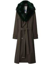Burberry - Kennington Trench Coat With Faux Fur Collar - Lyst