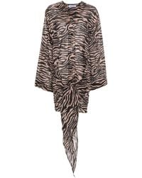 The Attico - Brown Zebra-print Mini Dress - Lyst