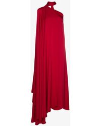 OSMAN Lula Satin One Shoulder Dress - Red