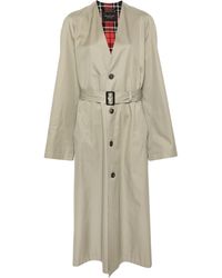 Balenciaga - V-Neck Belted Cotton Trench Coat - Lyst