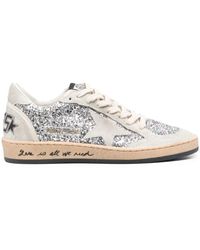 Golden Goose - White Ball Star Glitter Leather Sneakers - Women's - Calf Suede/calf Leather/sequin/rubber - Lyst