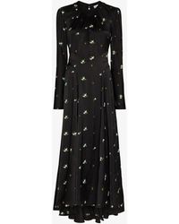 asos edition floral embroidered maxi dress with cutabout skirt