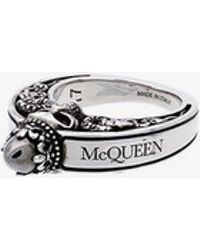 Alexander McQueen Metallic Silver Textured Crown Ring