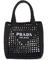 Prada - Small Crochet Tote Bag - Women's - Raffia/straw - Lyst