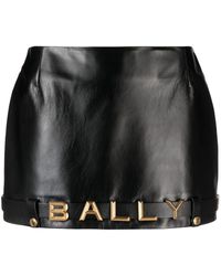 Bally - Logo-plaque Leather Mini Skirt - Women's - Calf Leather/viscose - Lyst