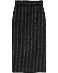 Alexander McQueen - Striped Wool Midi Skirt - Women's - Acetate/wool/silk - Lyst