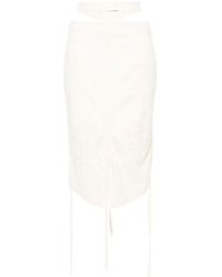 ANDREADAMO - White Cut-out Drawstring Midi Skirt - Lyst
