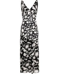 RIXO London - Moniq Abstract Ocean Black Strappy Dress - Lyst
