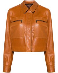 FRAME - Cropped Leather Jacket - Women's - Calf Leather/polyester/viscose - Lyst