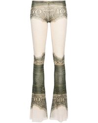 Jean Paul Gaultier - White The Cartouche-print Flared Trousers - Women's - Polyamide - Lyst