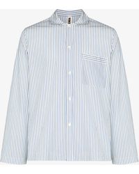 Tekla Striped Organic Cotton Pajama Shirt - White