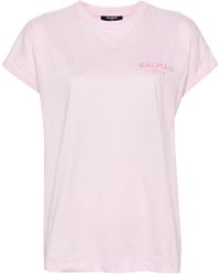 Balmain - Flocked Logo Cotton T-shirt - Lyst