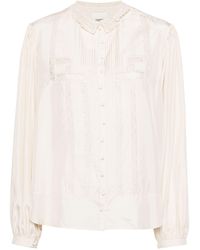 Isabel Marant - White Zayen Lace-trim Silk Shirt - Lyst