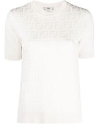 Fendi - White Ff Logo Knitted Top - Lyst