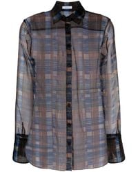 Ferragamo - Checked Organza Shirt - Women's - Polyester - Lyst