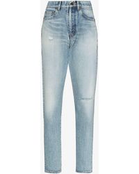 Saint Laurent - Straight-leg Jeans - Women's - Calf Leather/cotton - Lyst