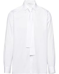 Prada - Tie Cotton Shirt - Lyst