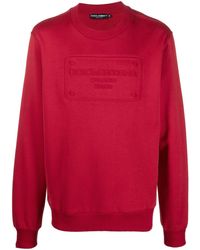 Dolce & Gabbana - Logo Plaque Embossed Cotton Sweatshirt - Lyst