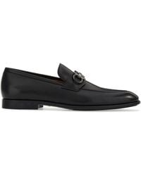 Ferragamo - Black Gancini Plaque Leather Loafers - Lyst