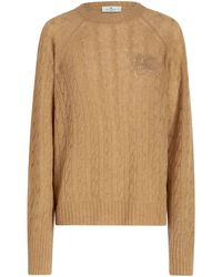 Etro - Cable Knit Sweater With Embroidered Logo - Lyst