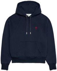 Ami Paris - Embroidered Cotton Hoodie - Lyst