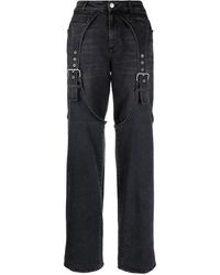 Blumarine - Logo-patch Cotton Wide-leg Jeans - Lyst