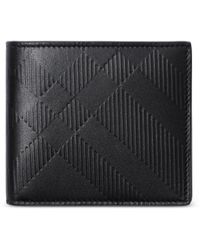 Burberry - Embossed-check Leather Wallet - Lyst