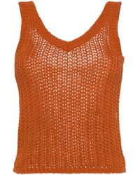 Max Mara - Orange Open Knit Tank Top - Lyst