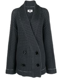 MM6 by Maison Martin Margiela - Waffle-knit Double-breasted Cardigan - Lyst