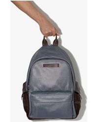 Brunello Cucinelli And Brown Leather Trim Backpack - Blue