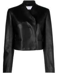 Ferragamo - Cropped Leather Jacket - Lyst