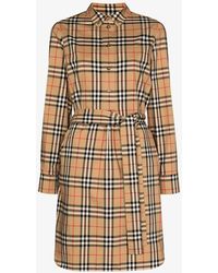 Burberry - Neutral Vintage Check Shirt Dress - Women's - Cotton/polyester/spandex/elastane - Lyst