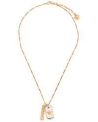 Versace - -tone Medusa Dog Tag Chain Necklace - Lyst