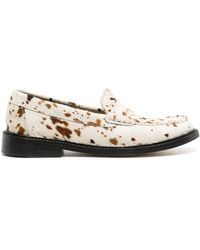 VINNY'S White Yardee Mocassin Loafers - Men's - Horse Hair/calf Leather - Natural