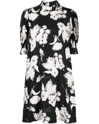 Ganni - Floral-print Puff-sleeve Mini Dress - Lyst