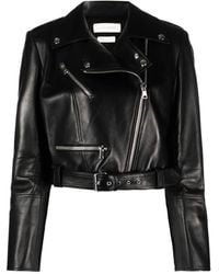 Alexander McQueen - Cropped Leather Biker Jacket - Lyst