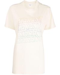 Isabel Marant - Marant Étoile - Neutral Logo-print Organic-cotton T-shirt - Lyst