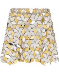 Rabanne - Silver Sparkles Rhombic Paillettes Mini Skirt - Women's - Polyester/brass - Lyst