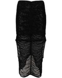 Mugler - Draped Mesh Midi Skirt - Women's - Elastane/polyamide - Lyst