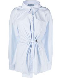 Prada - Pin-embellished Striped Cotton Shirt - Lyst