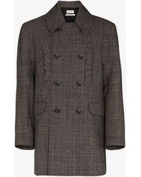 STEFAN COOKE Double-breasted Checked Wool Coat - Gray