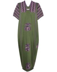 Pippa Holt - Green Embroidered Cotton Midi Dress - Women's - Cotton - Lyst