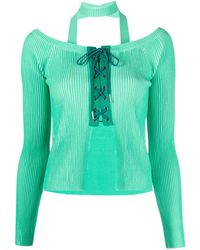 ANDERSSON BELL - Lace-up Ribbed-knit Top - Lyst
