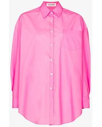 Frankie Shop Melody Blouson Sleeve Cotton Shirt - Pink