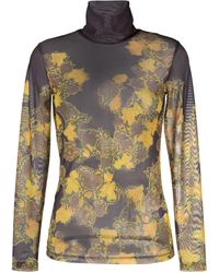 Dries Van Noten - Black Floral-print Mesh T-shirt - Women's - Spandex/elastane/polyester - Lyst