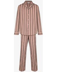 Schiesser Alfred Stripe Cotton Pyjamas - Pink