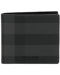 Burberry - Grey Check Print Bi-fold Wallet - Lyst