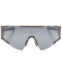 BALMAIN EYEWEAR - Black Fleche Rectangular Mask Sunglasses - Unisex - Titanium - Lyst
