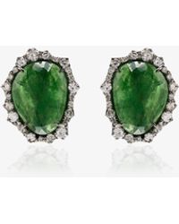 Kimberly Mcdonald 18k White Gold Gemstone Diamond Stud Earrings - Green